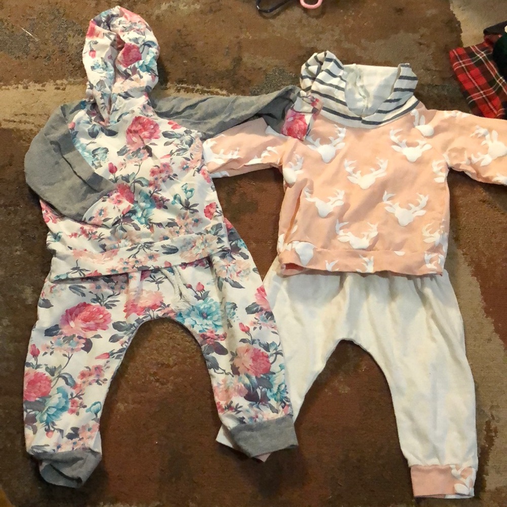 2 18/24m lot of boutique hoodie sets girls